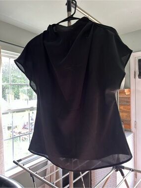 Black Women’s Short-Sleeve Draped Blouse